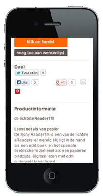 Website Design Patterns: lange productpagina mobile website Wehkamp