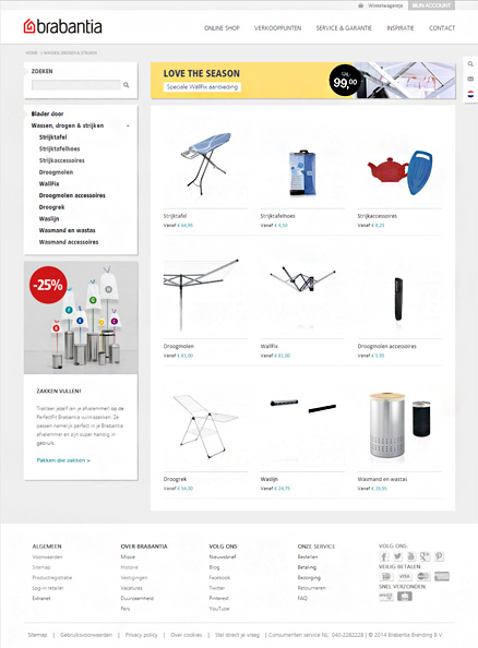 Webwinkel brabantia (webshop design & implementatie)