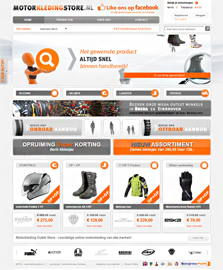 Webwinkel design & ontwikkeling voor motorkledingstore