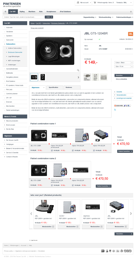 Webshop maken PimTensen - productdetails