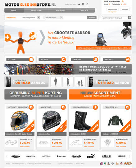 Webdesign grootste motorkleding webwinkel 