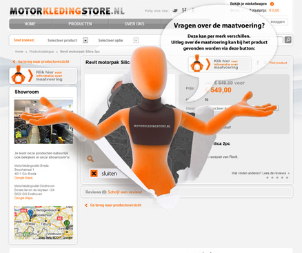 Help bij maatvoering - webdesign grootste motorkleding webwinkel 