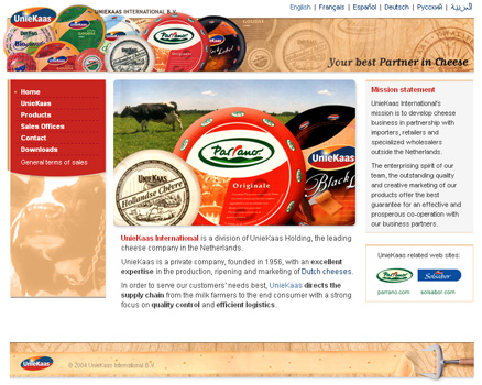 Webdesign website Uniekaas International